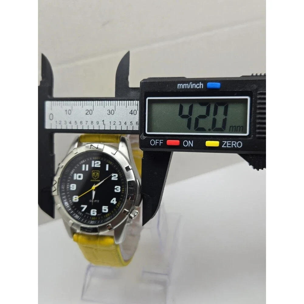 Dodge 2005 Mens Quartz Watch Ram Logo Black Dial Leather New Battery Collectible